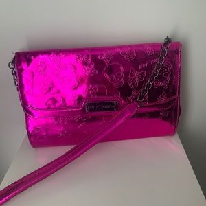 Betsey Johnson Neon pink skull purse
